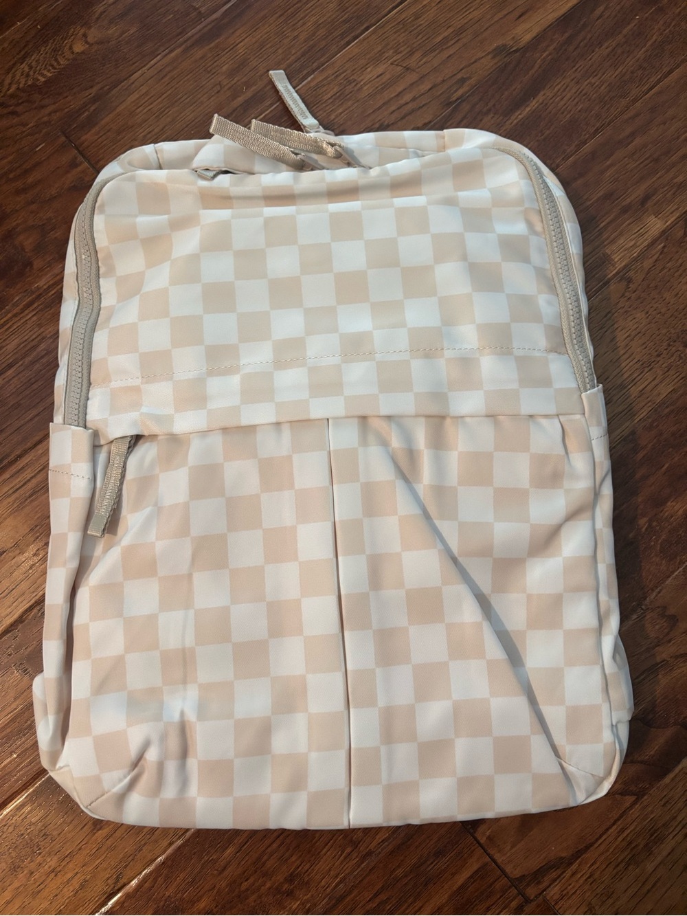 Amazon Beige & White Checkerboard Backpack